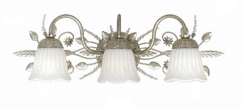 Bathroom Light Antique Silver Finish And White Glass Crystal Accents CRTL4737SL