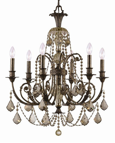 Chandelier Bronze Finish With Gold Teak Crystal #010854-014