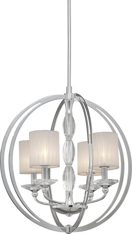 Pendant Chrome Finish  with Fabric Shades And Crystal Accents  #020820-04