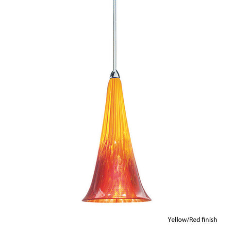 Mini Pendant Brushed Nickel Finish and Yellow/Red Glass #030832-60