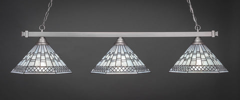 Pool or Island Lamp Brushed Nickel Finish  Pearl and Pewter Tiffany  Shade 803-910-BN