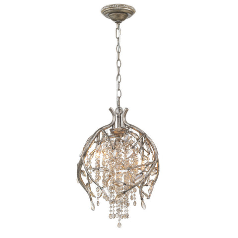 Pendant Satin Silver Finish And Crystal #020857-015