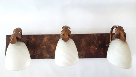 Bathroom Light  Bronze and Gold Finish With Alabaster Glass Shade 09-118-JSH-A24