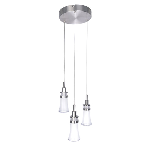 Chandelier 3 Light Polished Nickel and Glass 104-618-ART-