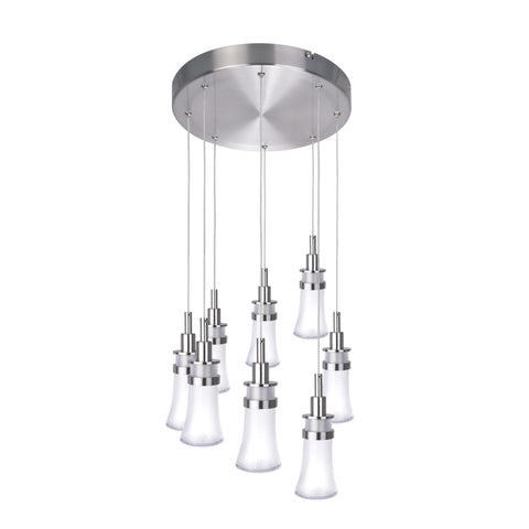 Chandelier 8 Light Polished Nickel White Glass 0104-ART-618-NW