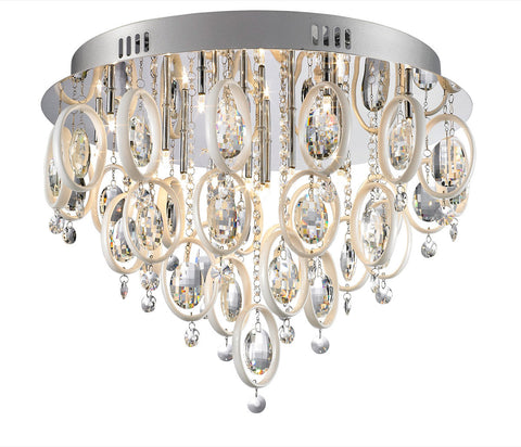 Flush Mount Chrome Finish and White Accents and Crystal #150807-25