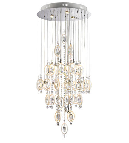 Chandelier Chrome Finish And Crystal And White Accents #10807-24