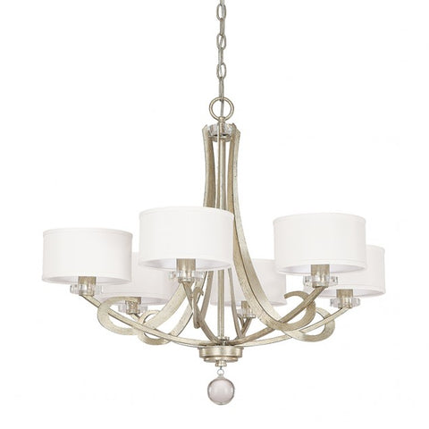 Chandelier Winter Gold Finish And White Fabric Shades 1-41-HUT-618