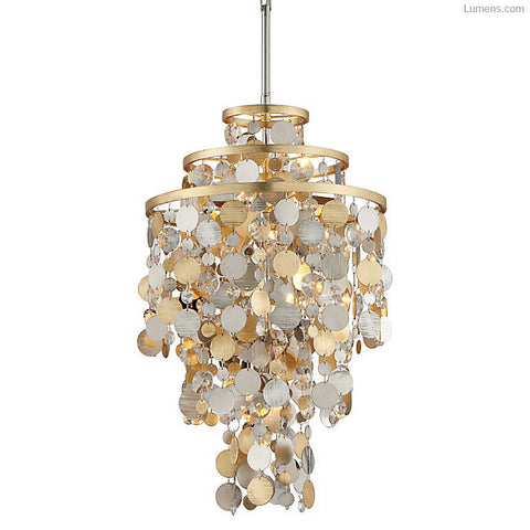 Chandelier  Stainless steel Clear Crystal  and Gold and Silver Leaf 020163-16