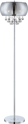 Floor Lamp Chrome Finish  With Smoke Mirrored Glass Shade And Crystal Accents #060833-014