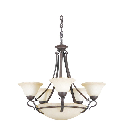 Chandelier Bronze Finish  With Turismo Glass #010803-34