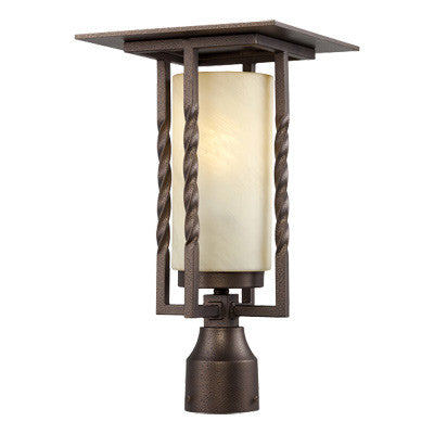 Outdoor Post Lamp Flemish Bronze Finish And Stain French Glass #190912-14