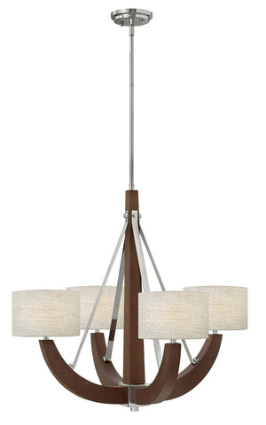 Chandelier Wood Veneer Finish and Chrome Accents #010819-292