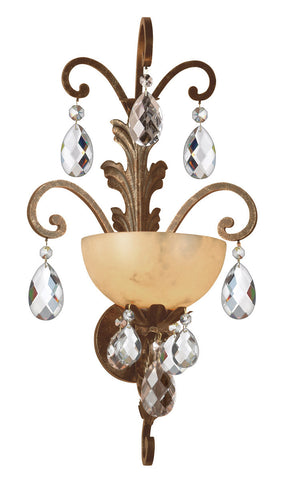 Wall Sconse iron and Natural Alabaster with Crystal accents #10819-272