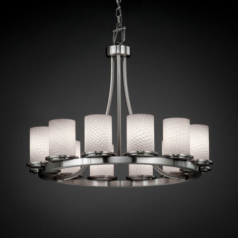 Chandelier Brushed Nickel Finish And Wave Glass $020828-015