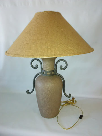 Table Lamp Brown Ceramic Base With Iron With Brown Shade 07-118-JSH-79