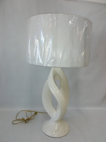 Table Lamp White Ceramic And White Drum Shade 07-118-JSH-101