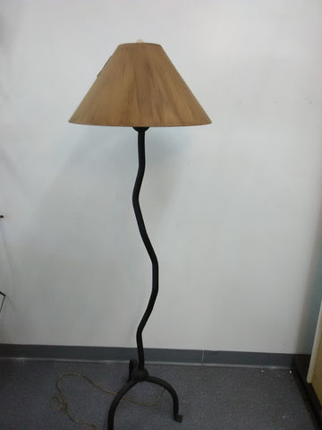 Floor Lamp Black Iron And Antique Paper Shade 621848-JSH