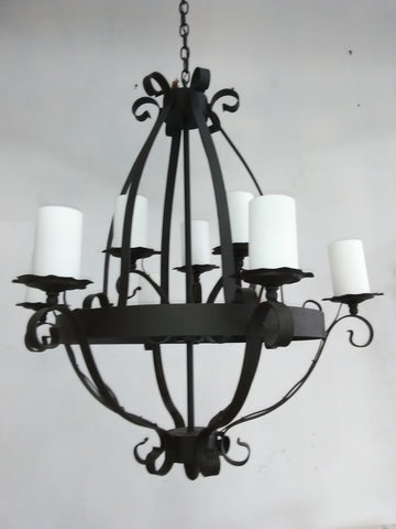 Chandelier Solid Iron Bronze Frame And Acrylic White Shades 121848