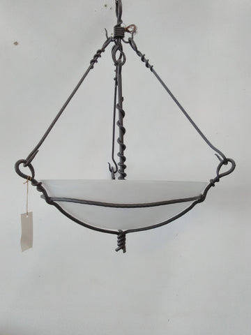 Chandelier Iron Frame Black Finish With Alabaster White Glass 02-118-JSH-CH48