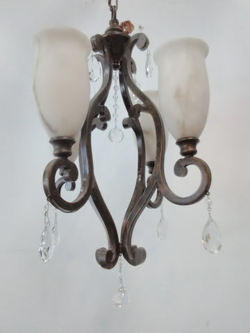 Mini Chandelier  Bronze And Shades With Crystal Accent 121826-JSH-MFL