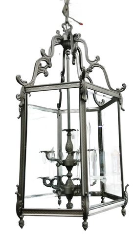 Chandelier Satin Nickel Finish Cast Frame With Clear Beveled Glass  01-18-JSH