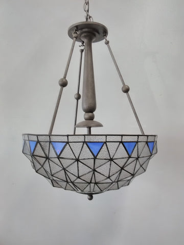 Chandelier Gray Finish And Seedy Glass With Blue Accent 121848-JSH-4895