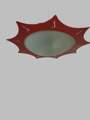 Flush Mount Red Finish And Frosted Glass 14218-JSH-49-SOL