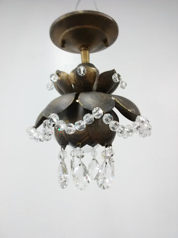 Flush Mount Antique Brass And Cut Crystal 14218-JSH-CM-10