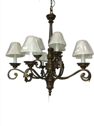 Chandelier Antique Gold And Silk Shades 1218-JSH-MF05