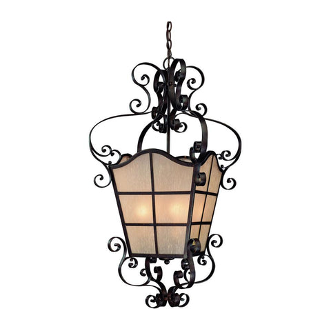 Pendant Iron Finish With Amber Etched Glass #020801-142 FP