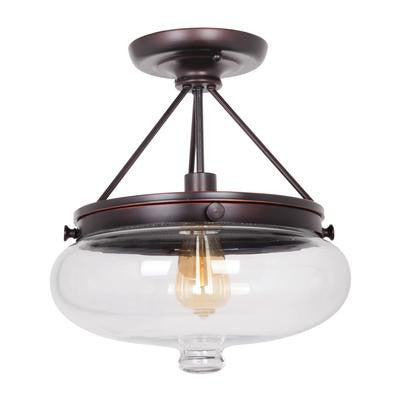 Semi Flush Mount Oiled Bronze Finish With Clear Glass#150801-71