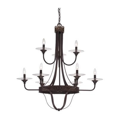 Chandelier  Antique Bronze and Clear Glass #010801-62