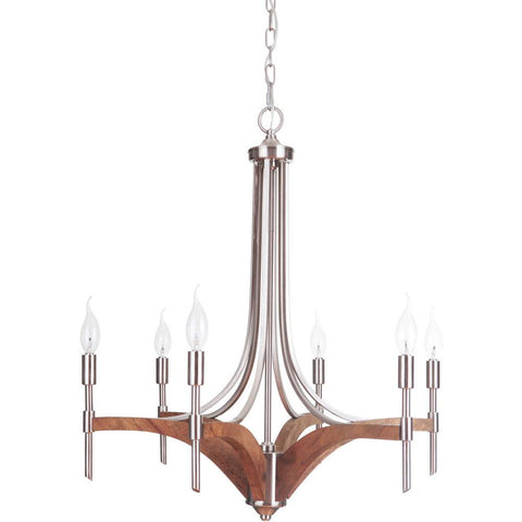 Chandelier Wood and Brushed Nickel Finish  010103-16