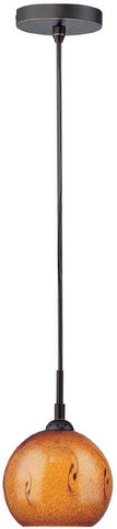 Mini Pendant Black  Cord With Amber Glass #030833-014