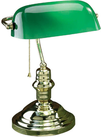 Desk lamp Polish Brass And Green Glass Shade 8-118-20-JSH-LS