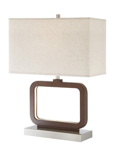 Table Lamp  Walnut and Brushed Nickel  Metal  Linen Shade 330118-23074