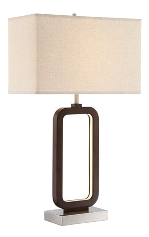 Table Lamp Walnut Finish and Brushed Nickel Metal 33070118-23021