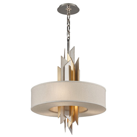 Pendant Ivory Linen Shade with Polished And Silver Gold 020214-16