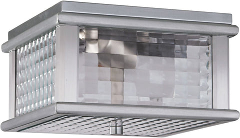 Outdoor Flush Mount Brushed Aluminum Finish And Clear Checkered  Glass #160940-452