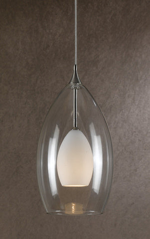 Mini Pendant Brushed Nickel And Clear And Frosted Glass #030823-14