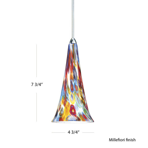 Mini Pendant Brushed Nickel Finish and Millefiori Glass #030852-60