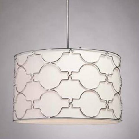 Pendant Chrome Finish With White Linen Shade with Chrome Metal Detailed #020807-33