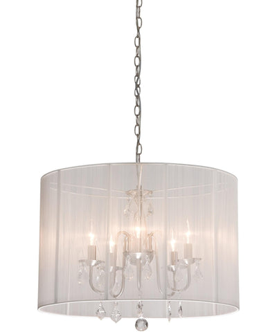 Pendant Polished Nickel Finish And Crystal Accent With Silk String Shade #020807-14