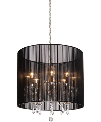 Pendant Polished Nickel Finish And Crystal Accents With Silk String Black Shade #020807-28 FP