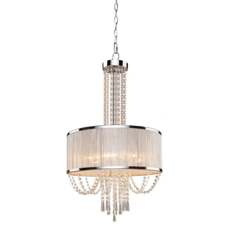 Chandelier Chrome finish And Silk Light Silver Shade With Crystal 01-118-JSH-7-899