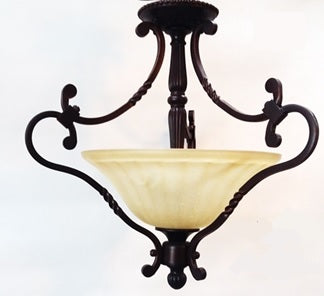 Semi Flush Lamp Bronze Metal Frame And Cream Glass 1503-118-ADRL