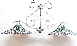 Chandelier Satin Nickel Metal Finish With  Tiffany glass Shades  01-118-JSH-CH76