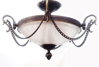Semi Flush Lamp Solid Bronze Frame With Frosted Glass 15-018-TGL