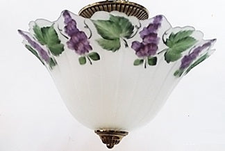 Semi Flush Lamp Solid Brass Frame with Frosted Glass with Grapes Design 01-118-HVL-CH80